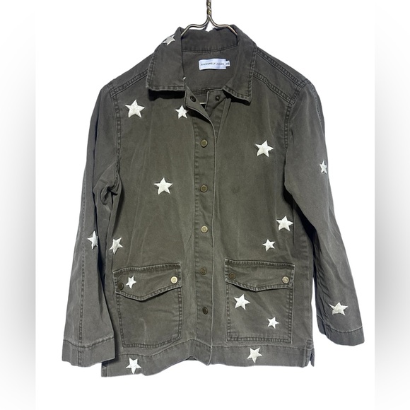 Sincerely Jules Military Vintage Look Distressed Snap Front Jacket Shirt XS - Picture 5 of 13